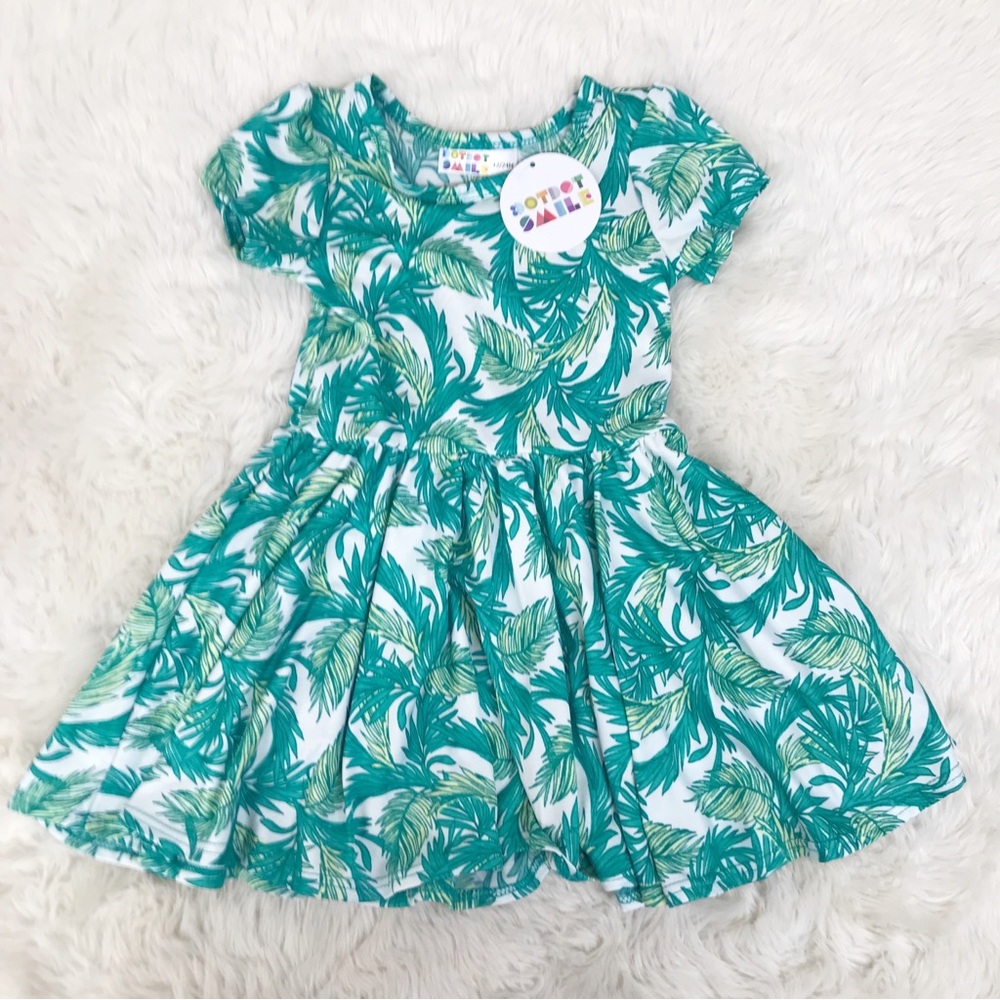 Dot Dot Smile Green and White Kids Dress